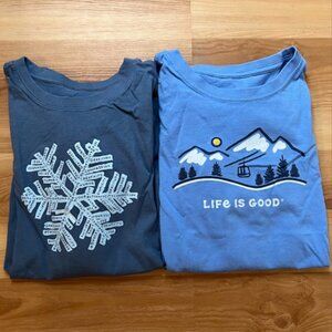 BUNDLE OF 2 Life is Good Women's long sleeve winter ski shirts